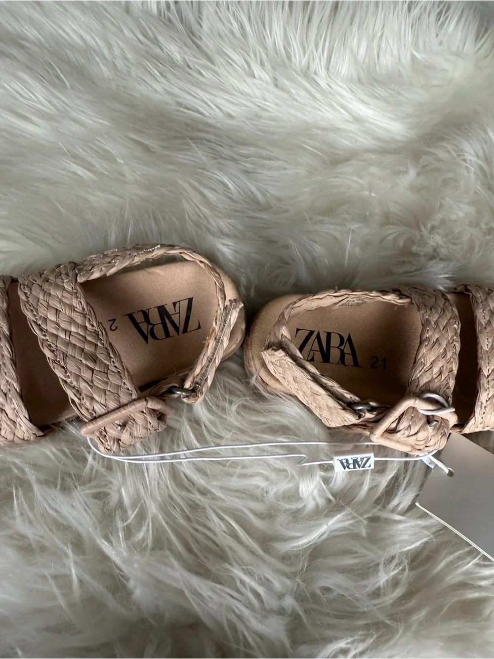 Zara Kids Beige Braided Sandals